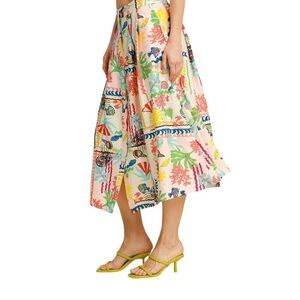 NEW UMGEE abstract print front button down skirt in multi